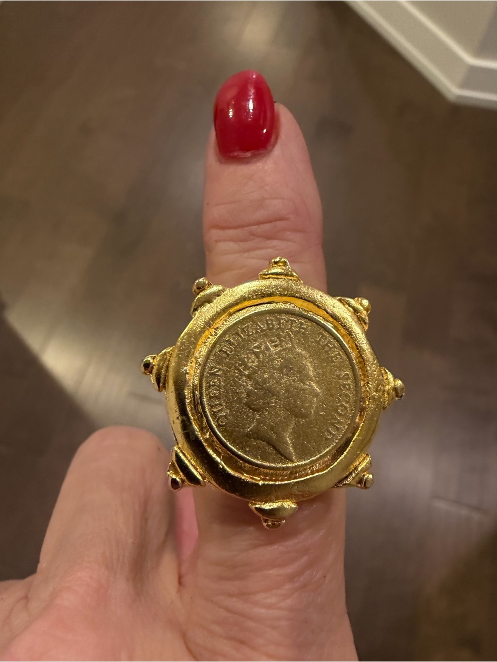 Gold Coin Statement Ring - Women's Bold Fashion Jewelry